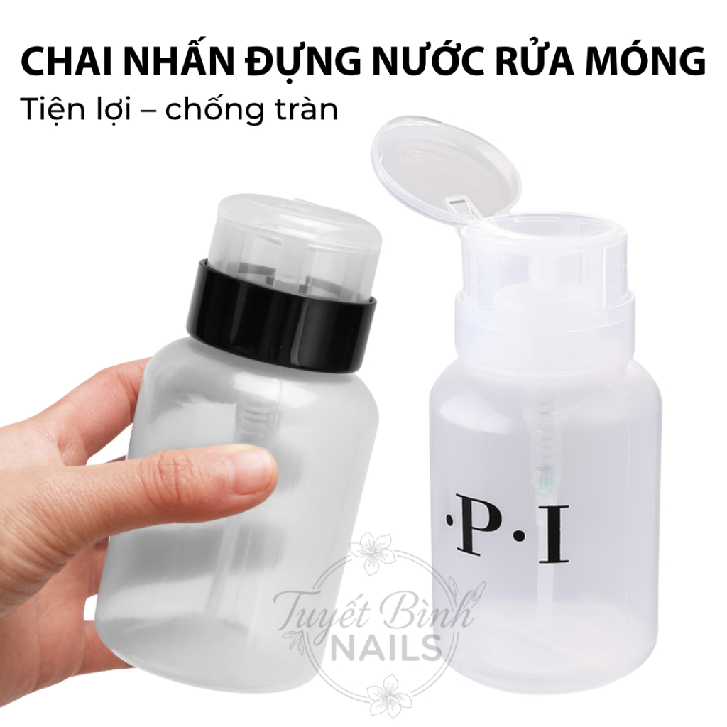 Bình Đựng Aceton 200ml – Chai Nhấn Lấy Nước Rửa Móng Tiện Lợi