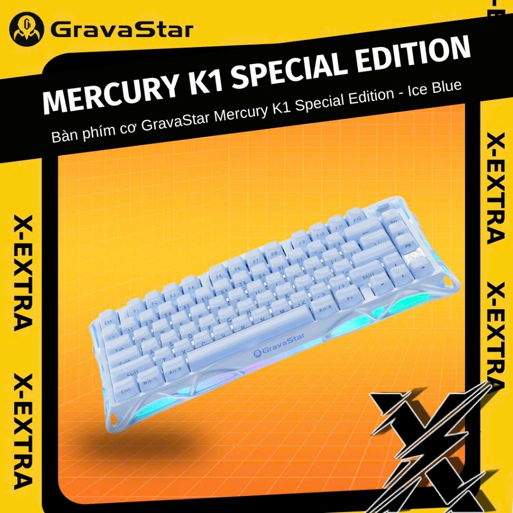 Bàn phím cơ GravaStar Mercury K1 Special Edition - Ice Blue - Bảo hành 12 tháng