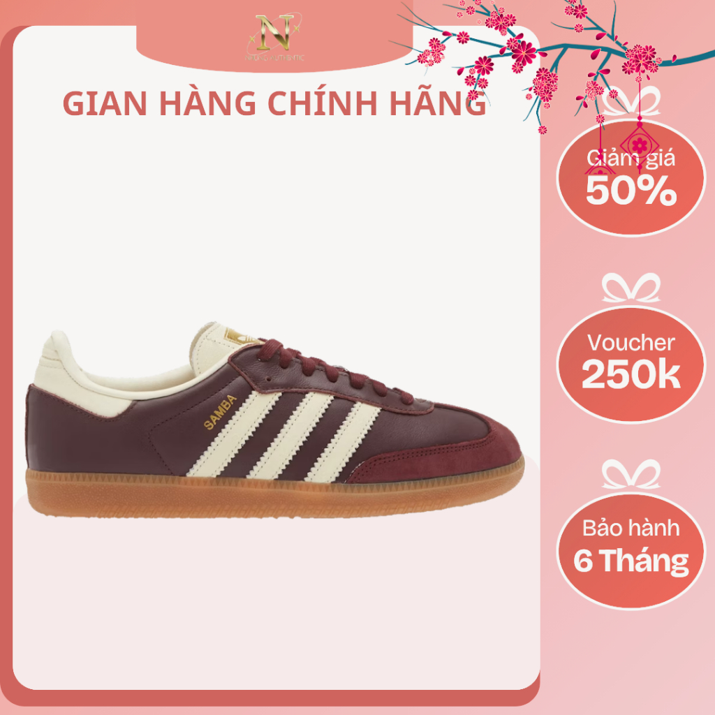 [𝙎𝘼𝙇𝙀 Chính Hãng] Giày Adidas Samba OG Maroon AUTHENTIC. Giày Sneaker Samba OG Basic Nam Nữ Đế Nâu