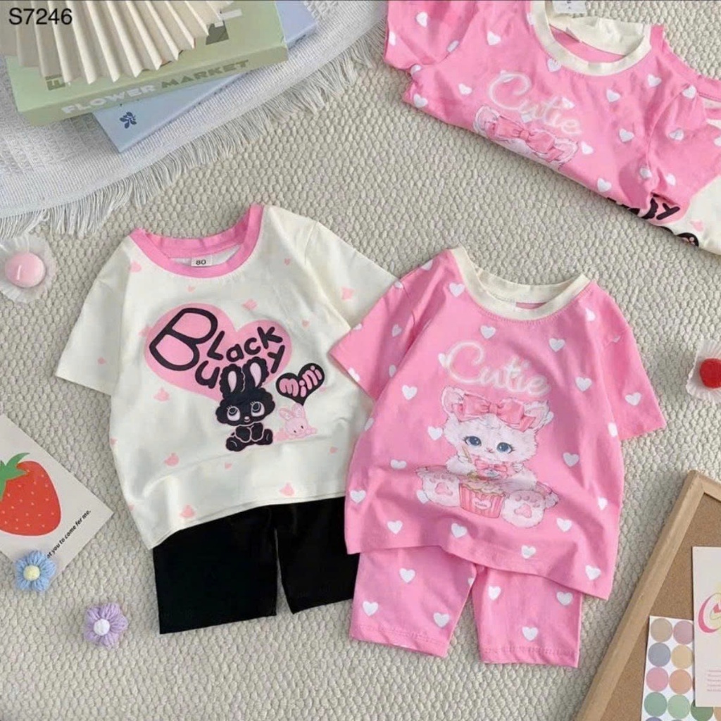 [7-18kg] Set bộ cộc tay mùa hè cho bé gái đáng yêu chất liệu cotton mềm mại, thoáng mát mẫu BUDDY - 