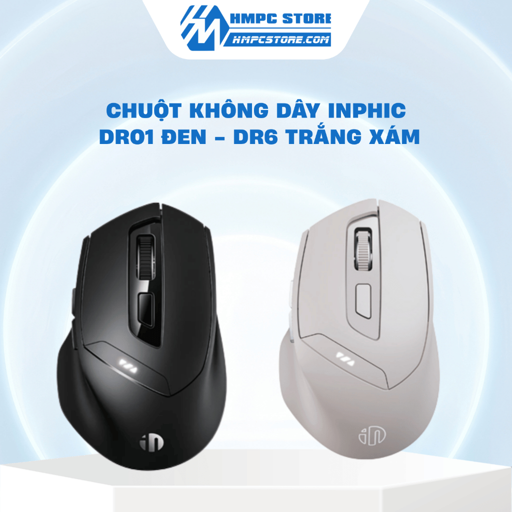 [ Hàng chính hãng ] Chuột không dây INPHIC | DR01 Đen - DR6 Trắng Xám | Bảo hành 12 tháng