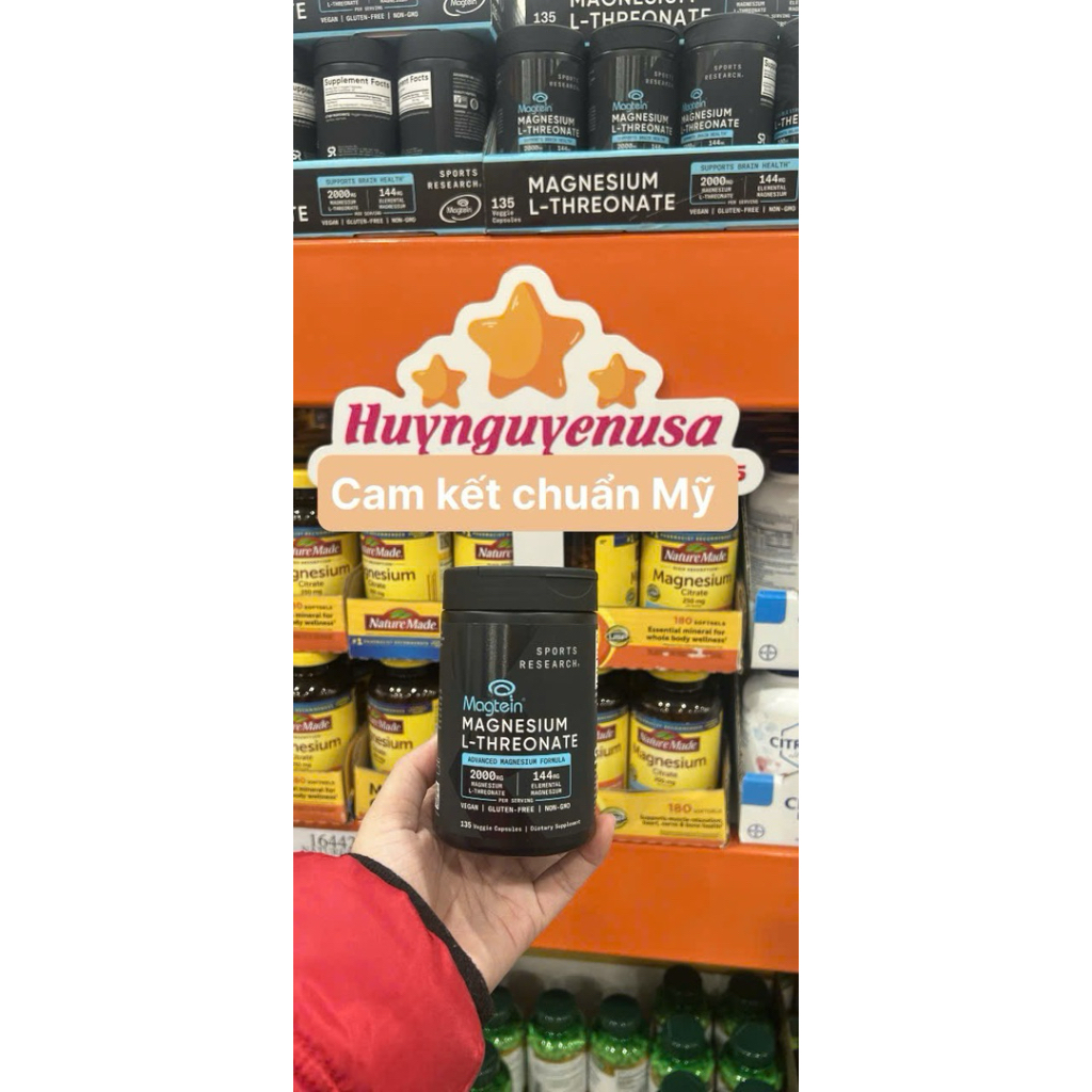 Viên Uống Magie  Magnesium L-Threonate Sr Hỗ Trợ Não Bộ Giảm Căng Thẳng ̣̣̣̣̣̣̣̣ mệt mỏi.
