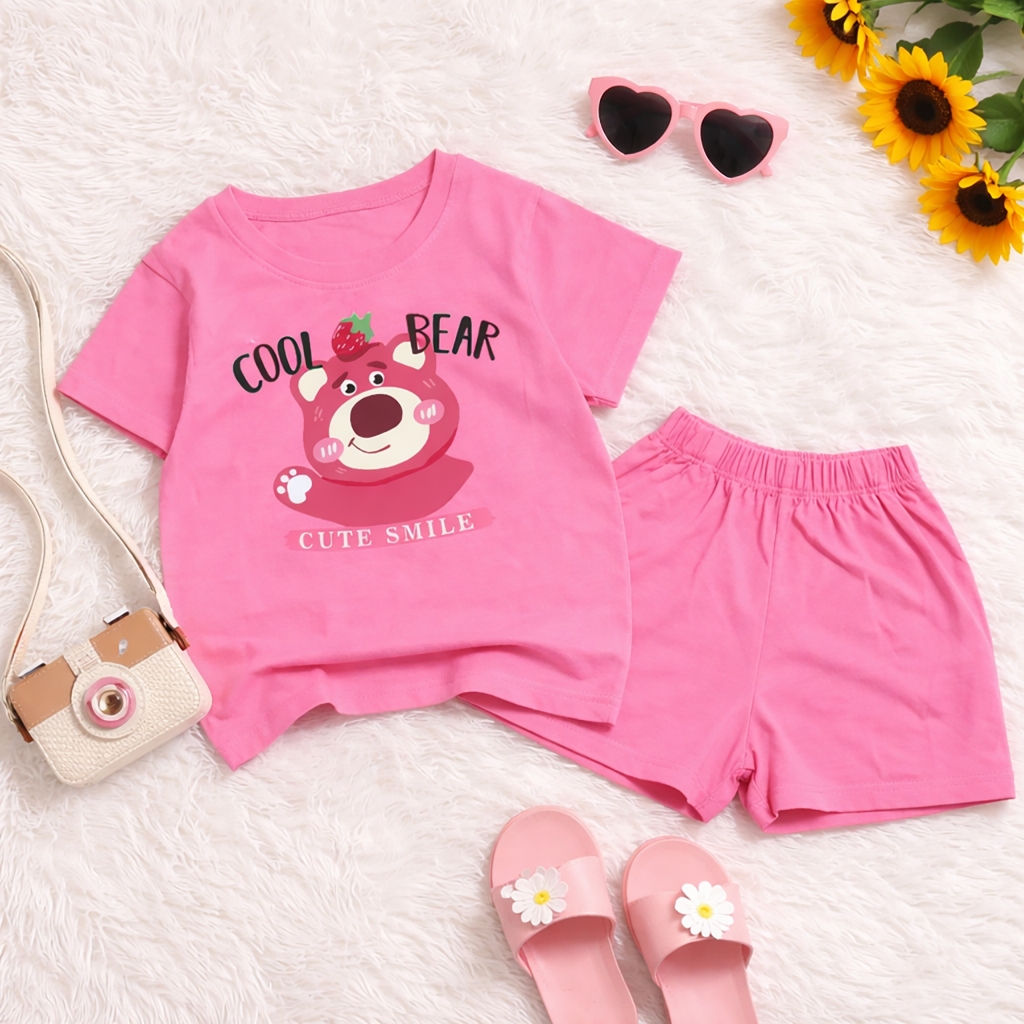 Bộ bé gái hình gấu dâu cho bé gái siêu xinh cho bé 6-24kg.BGL37