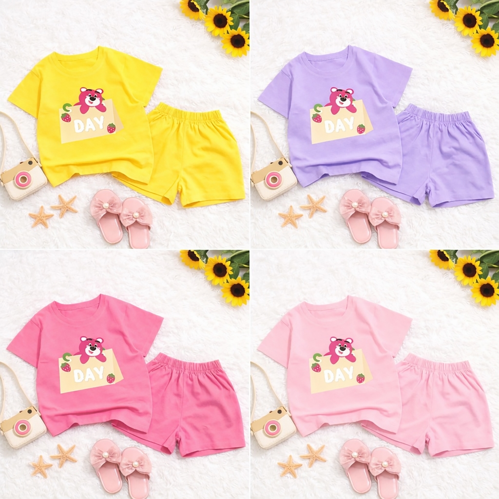 Bộ bé gái hình gấu dâu  cho bé gái siêu xinh cho bé 6-23kg.BGL36.