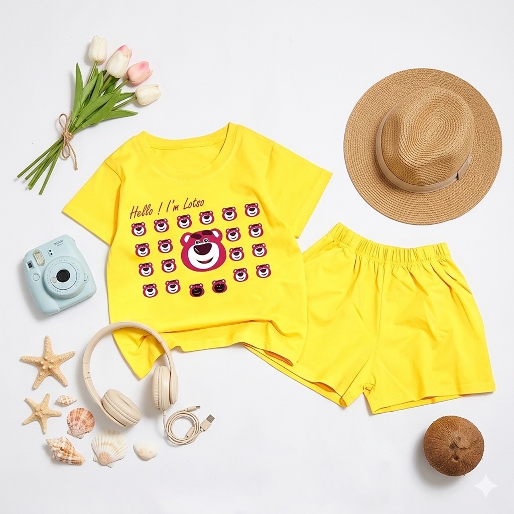 Bộ bé gái hình gấu dâu hello cho bé gái siêu xinh cho bé 6-24kg.BGL33.