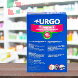 Băng cá nhân trong suốt Urgo Transparent thoáng khí, thay băng không đau (hộp 100 miếng)