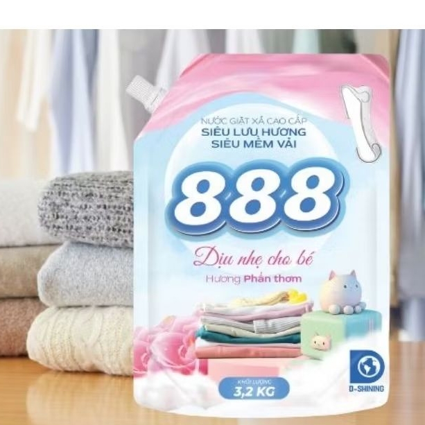 nước giặc xã cao cấp 888 luư hương mềm vãi( thùng 4 túi 3.2kg )đậm đặc hương thơm khán khuẩn khử mùi