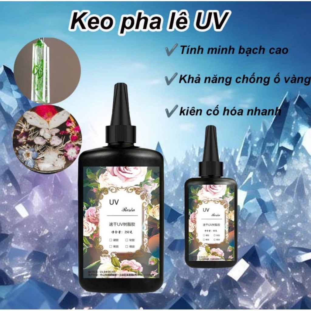 Keo uv resin Cứng, keo không mùi, keo trong suốt, keo không bóng khí, làm đồ thủ công, keo phủ bảo v