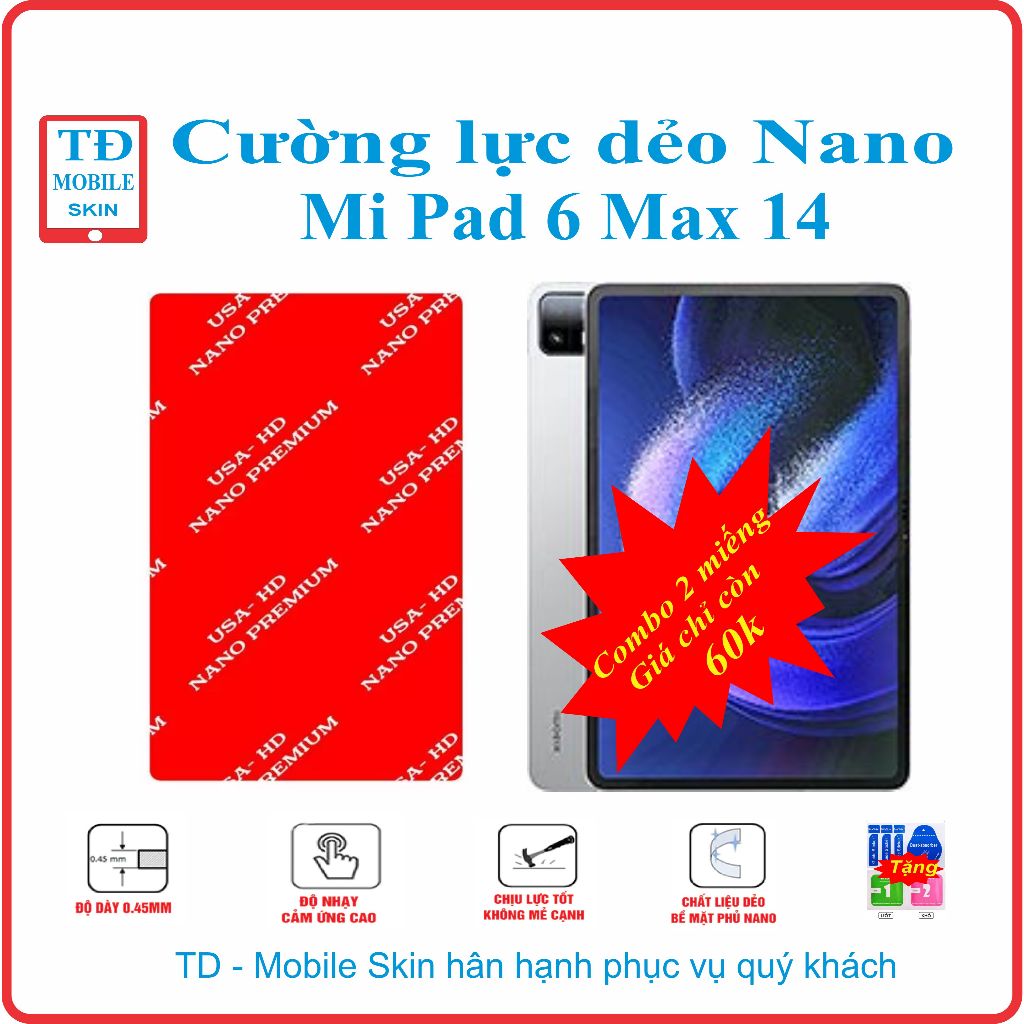 Cường lực dẻo bảo vệ màn hình máy tính bảng Xiaomi Mi Pad 6 Max 14