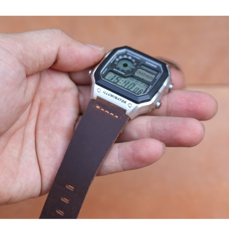 Dây đồng hồ da Casio AE1200, AE1300, F108WH, F216H da thật handmade