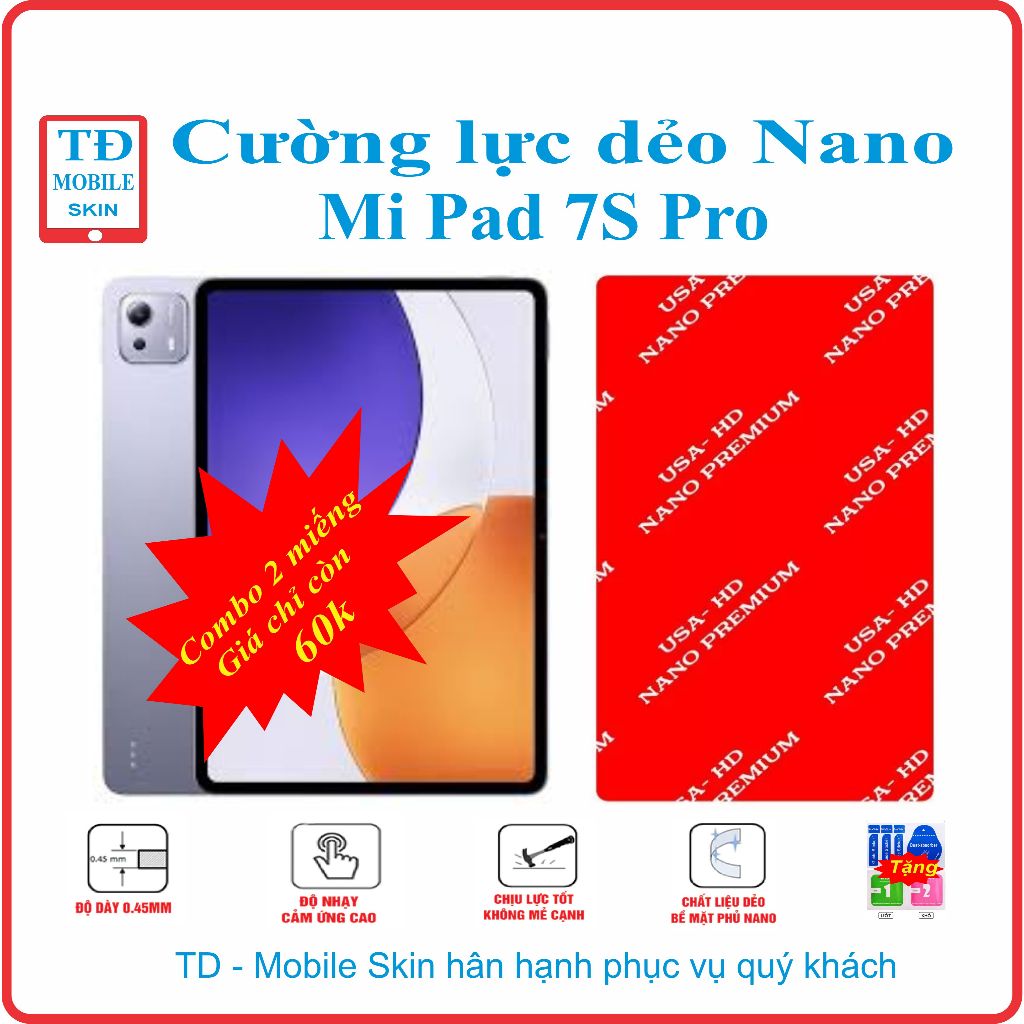 Cường lực dẻo bảo vệ màn hình máy tính bảng Xiaomi Mi Pad 7s Pro