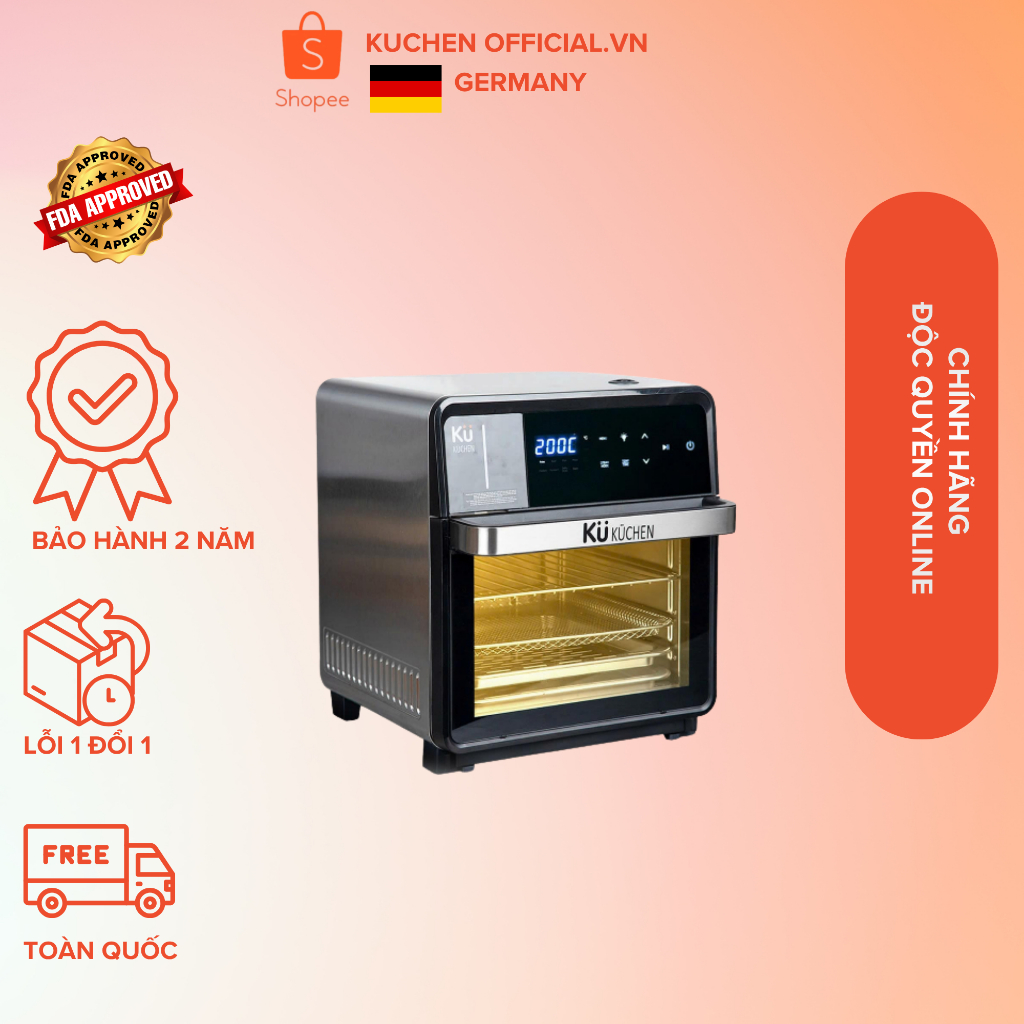 Nồi Chiên Không Dầu Kết Hợp Hấp Ku Kuchen PCL2228 (16L) 11 chế độ chiên hấp, Bảo Hành 2 Năm...