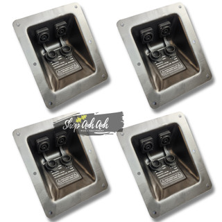 Trạm Loa Sắt 14x17cm Lổ Thùng 12.5x10 sẳn jack loa speakon cái có nắp chống nước
