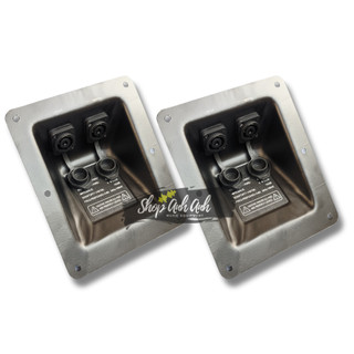 Trạm Loa Sắt 14x17cm Lổ Thùng 12.5x10 sẳn jack loa speakon cái có nắp chống nước