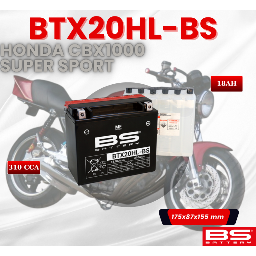 ẮC QUY BS BTX20HL-BS 310CCA HONDA CBX1000 SUPER SPORT (175x87x155 mm)