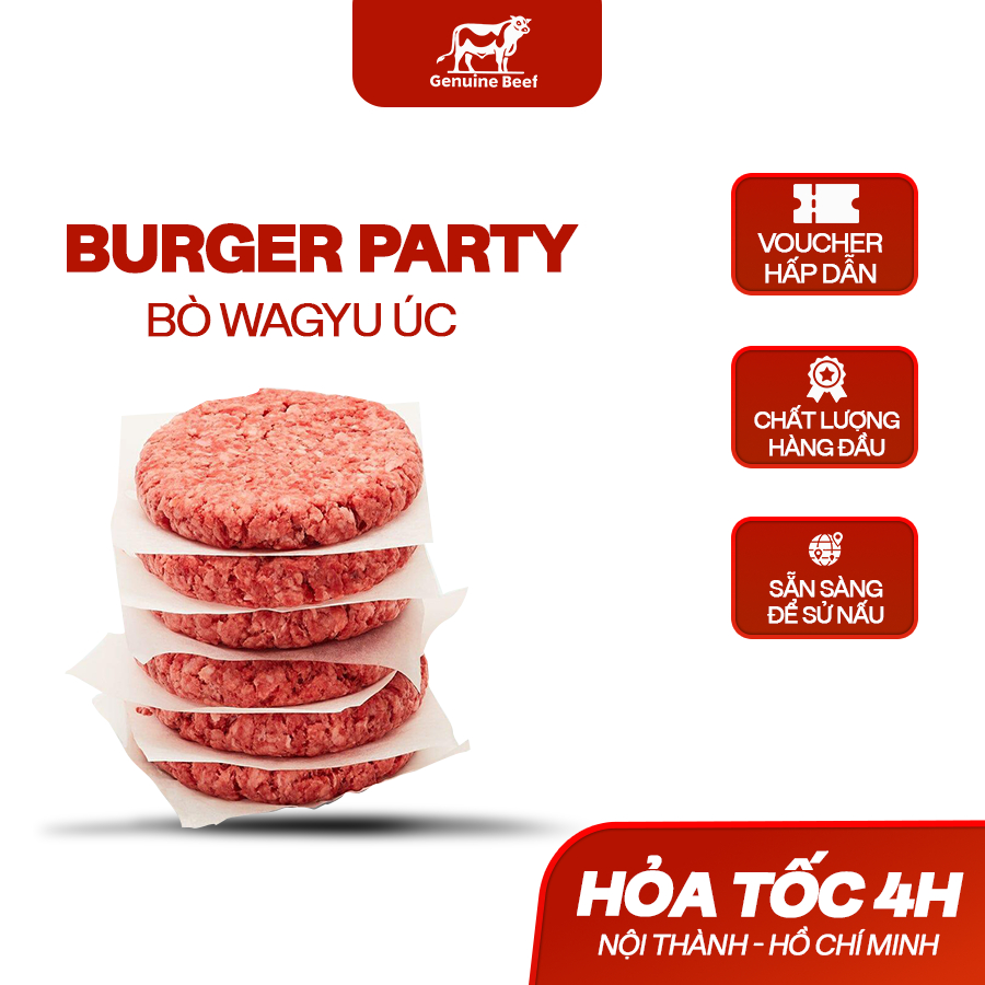 Thịt Bò Burger Wagyu Úc 150g – Frozen Burger Patties