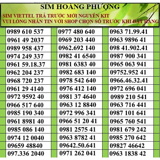 Sim viettel số đẹp đồng giá 150k PL1