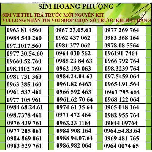 Sim viettel số đẹp đồng giá 150k PL2