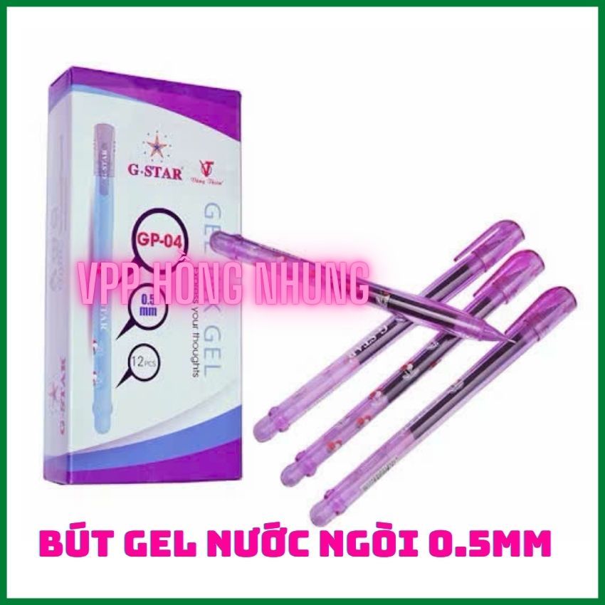 Hộp 12 Cây Bút Nước Gstar GP04, Mực tím ngòi 0.5mm; VPP HỒNG NHUNG
