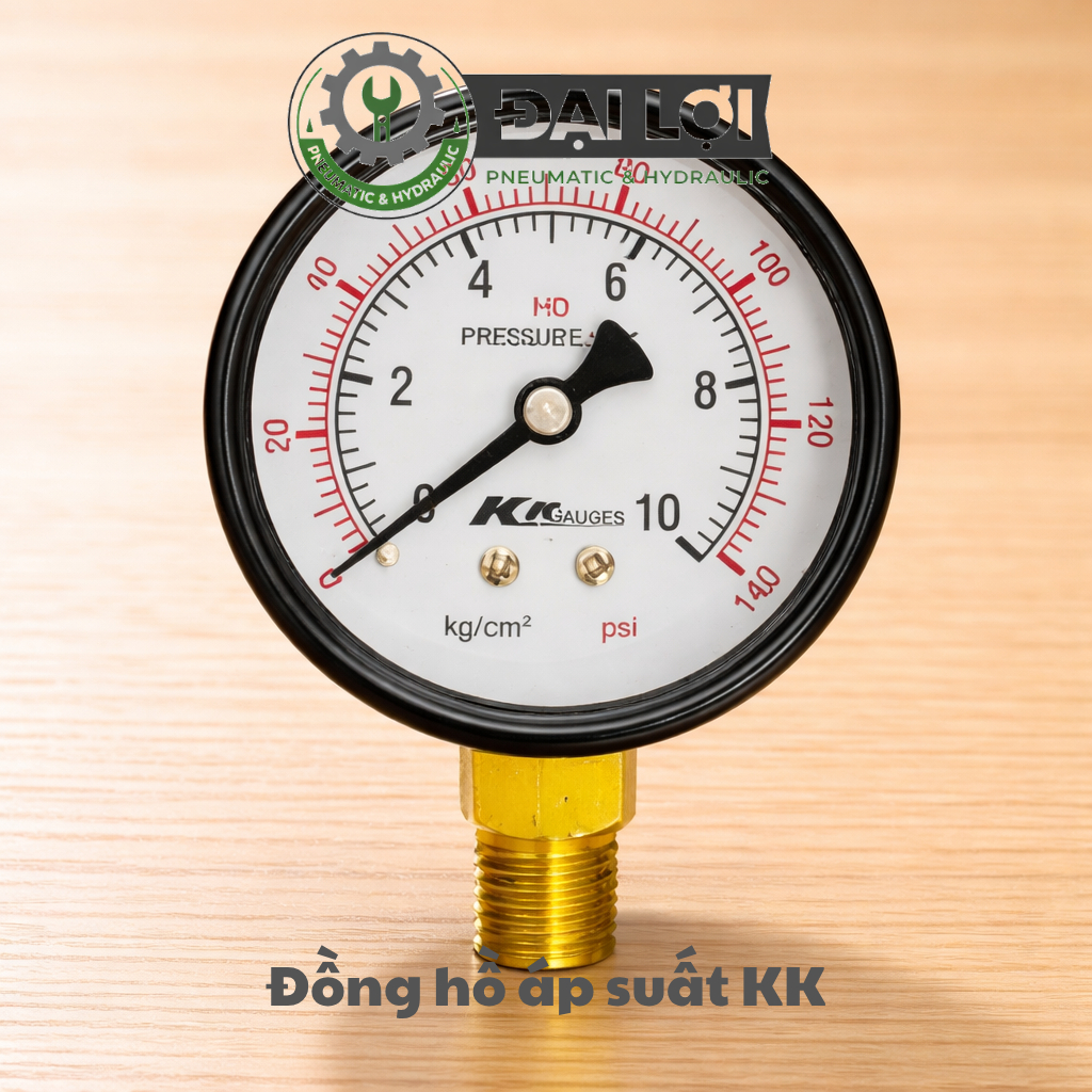 [Rẻ Vô Địch] Đồng Hồ Áp Suất Kkgauges Không Dầu - Chân Đứng - Đồng Hồ Đo Áp Suất Khí Nén