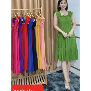 Đầm ngủ, đầm mặc nhà thun lạnh, tay cánh tiên xinh xắn