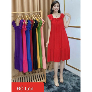 Đầm ngủ, đầm mặc nhà thun lạnh, tay cánh tiên xinh xắn