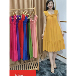 Đầm ngủ, đầm mặc nhà thun lạnh, tay cánh tiên xinh xắn