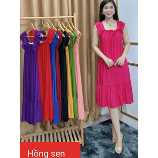 Đầm ngủ, đầm mặc nhà thun lạnh, tay cánh tiên xinh xắn