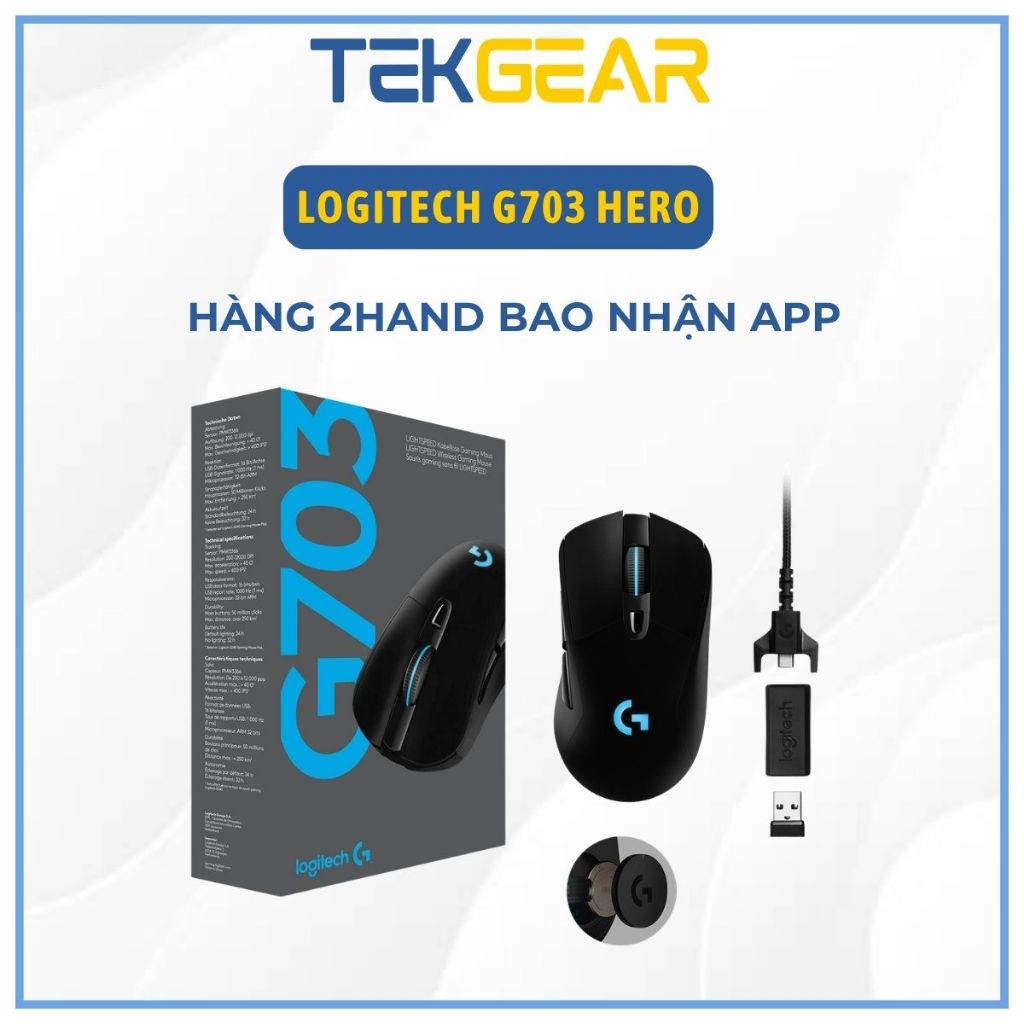 Chuột Gaming không dây LIGHTSPEED Logitech G703 Hero Wireless Gaming - CHÍNH HÃNG - LIKE NEW