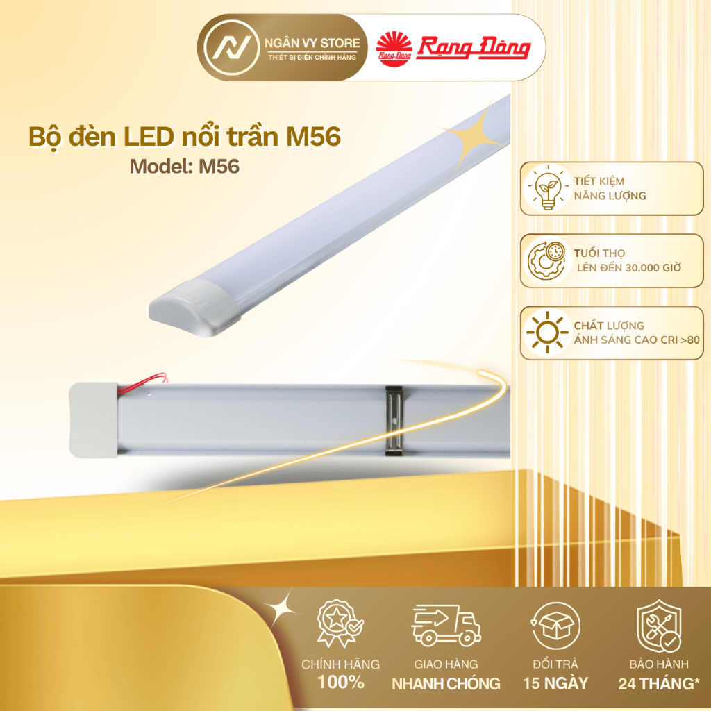 Bộ đèn LED bán nguyện MICA Rạng Đông M56 60, 120cm / 20 - 40W 6500K