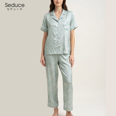 Bộ mặc nhà Seduce P26031 - Lụa Latin, quần dài áo tay ngắn, họa tiết hoa