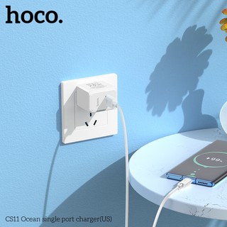 Cốc sạc Hoco CS11 chân dẹp, cổng USB-A max 2.1A