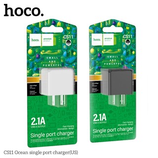 Cốc sạc Hoco CS11 chân dẹp, cổng USB-A max 2.1A