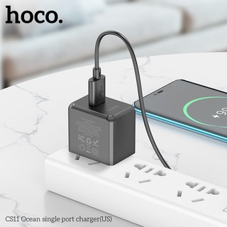 Cốc sạc Hoco CS11 chân dẹp, cổng USB-A max 2.1A
