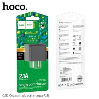 Cốc sạc Hoco CS11 chân dẹp, cổng USB-A max 2.1A