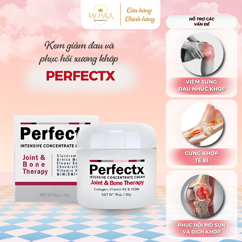 Kem Bôi Xương Khớp Perfectx Hoa Kỳ 30g - Hỗ Trợ Giảm Đau Lưng, Vai Gáy, Thoái Hóa Với Collagen Type 