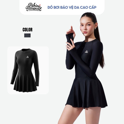 Đồ bơi một mảnh nữ tay dài bảo vệ da đi biển - Bikini Passport - BS1048_BL