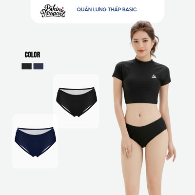 Quần bơi Nữ BIKINI PASSPORT kiểu lưng thấp - Màu Đen - BSV134_BL