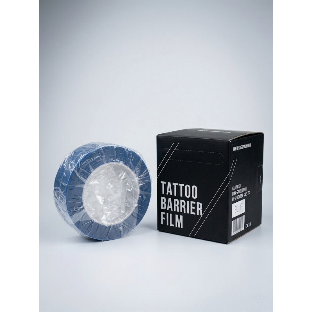 Màng Bọc Bảo Vệ Hình Xăm Tattoo Barrier Film (Cuộn 1200 Tờ) - Miếng Dán Vệ Sinh Máy & Bề Mặt 10x15cm Màu Xanh