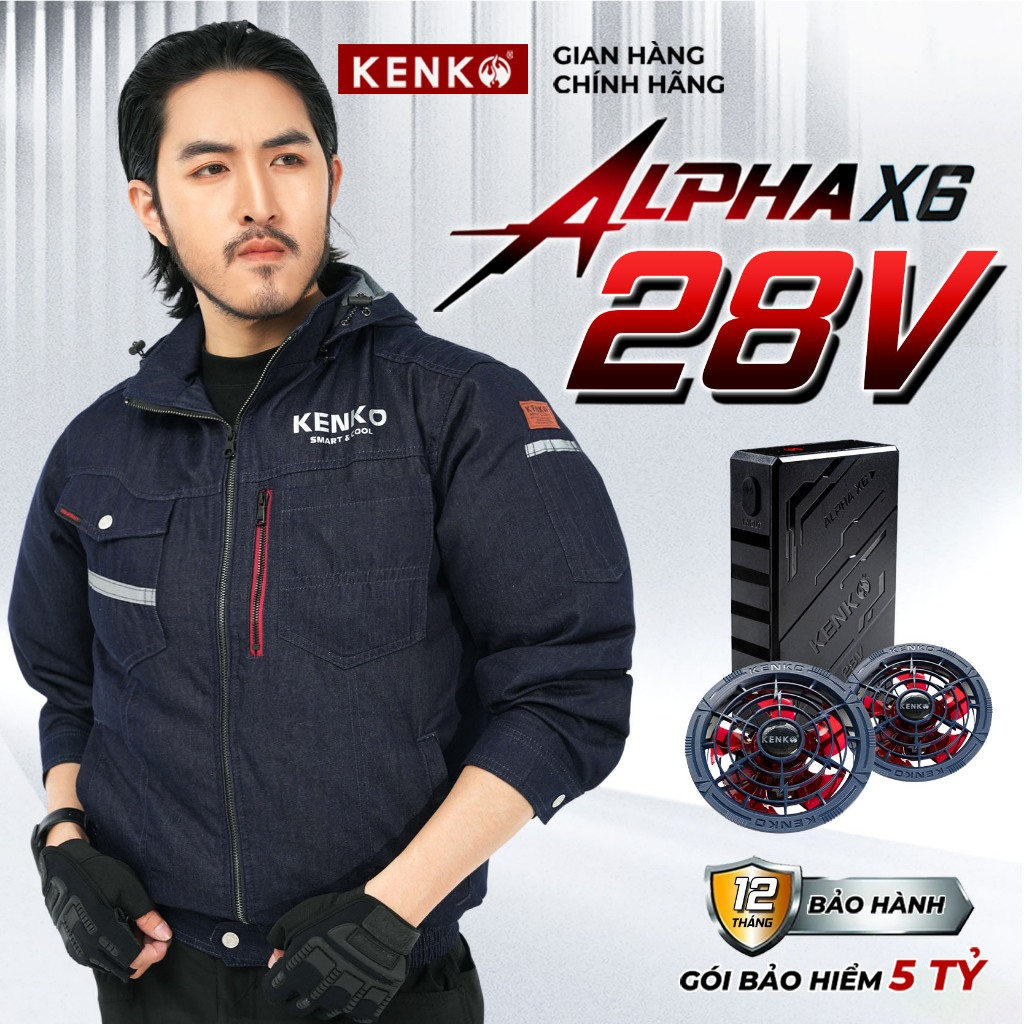 Bộ áo điều hoà và pin quạt KENKO Alpha X6 28v công suất mạnh mới nhất 2026