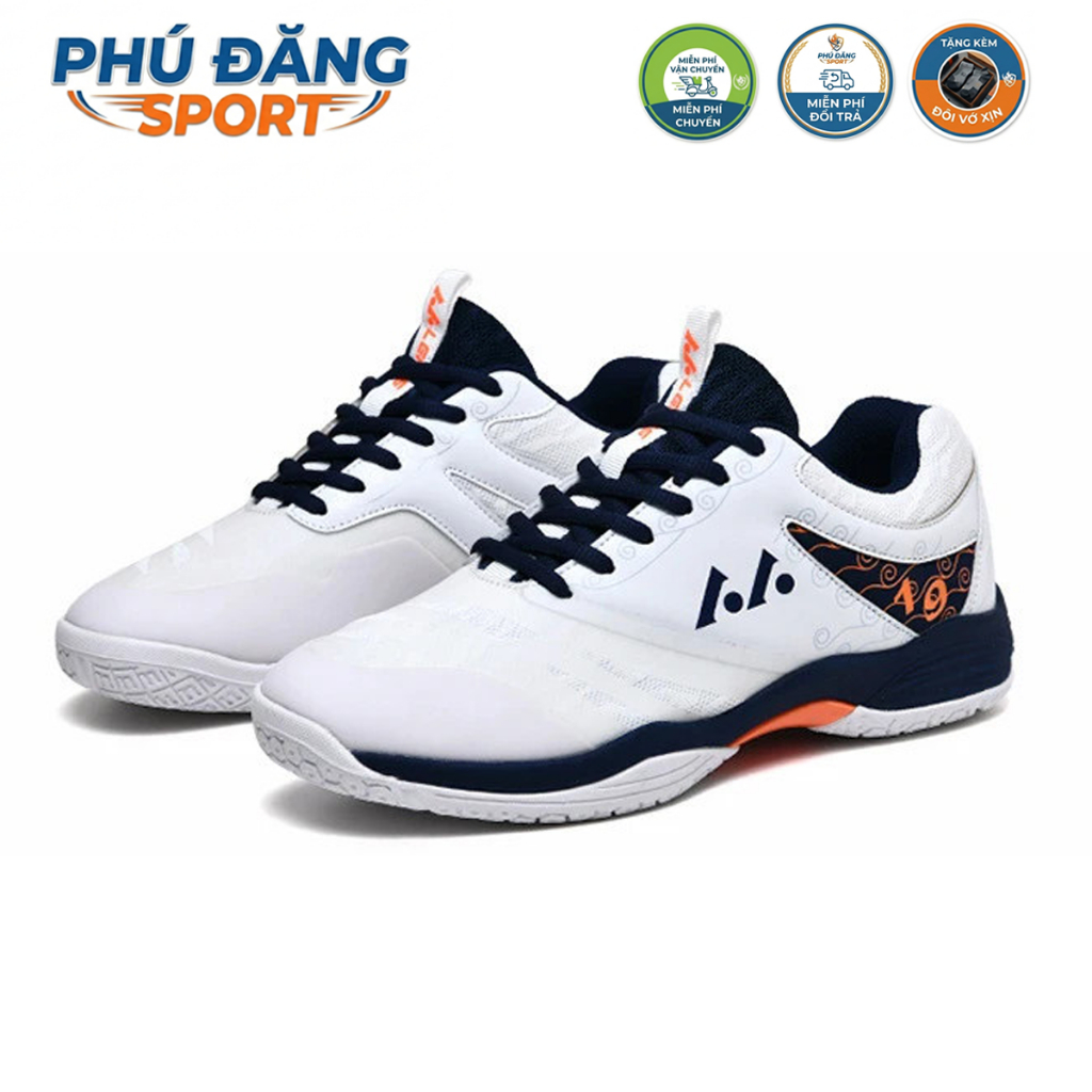 Giày Chính Hãng Lefus L019 Màu Trắng Navy Chơi Cầu Lông & Pickleball [TẶNG KÈM VỚ]