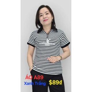 ÁO THUN SỌC CỔ KHÓA KÉO SANG TRỌNG