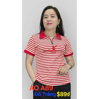 ÁO THUN SỌC CỔ KHÓA KÉO SANG TRỌNG
