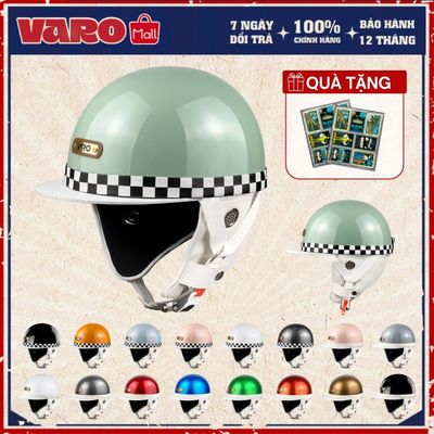 Mũ Bảo Hiểm Nửa Đầu VARO Bosozoku Caro Kiểu Nhật Freesize 55-60cm Chính Hãng Bảo Hành 12 Tháng