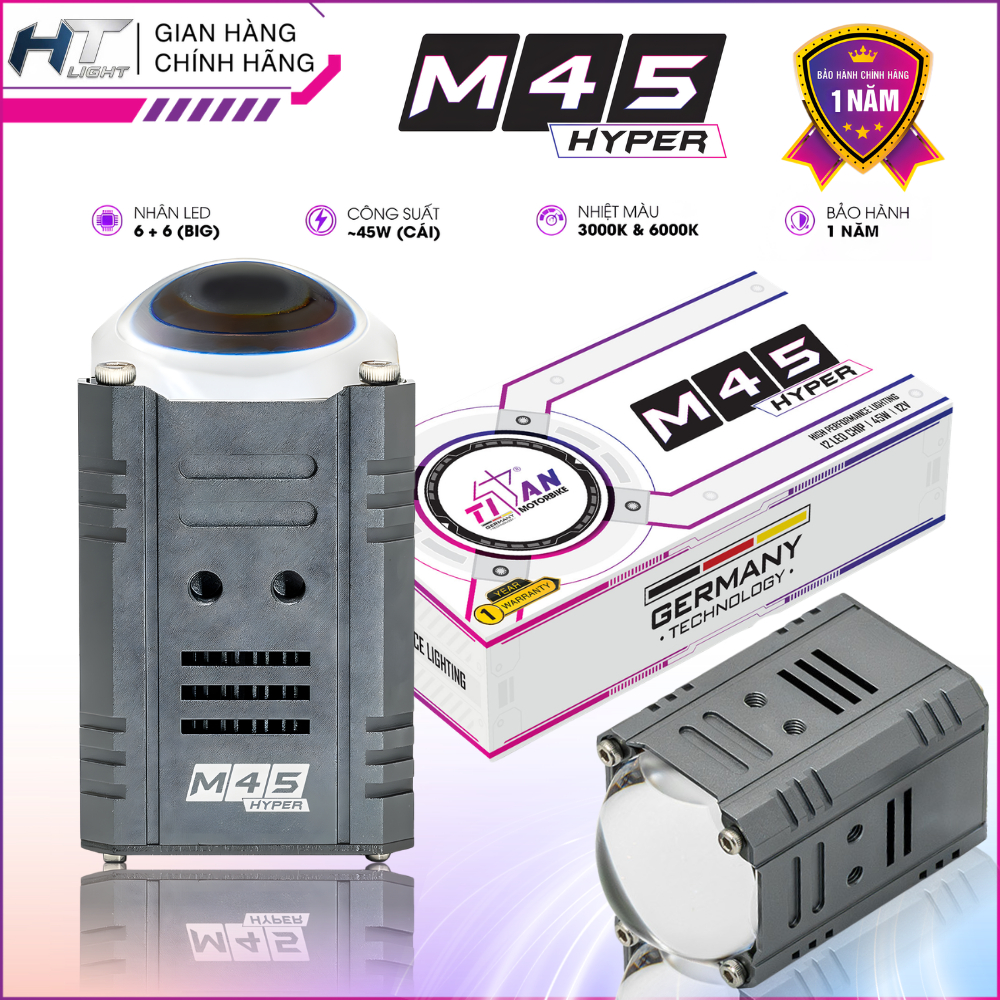 Đèn Trợ Sáng TITAN M45 Hyper - Công Suất 45W - Chống Nước Chuẩn IP68 - Cắt Chống Chói - 12 Tháng BH