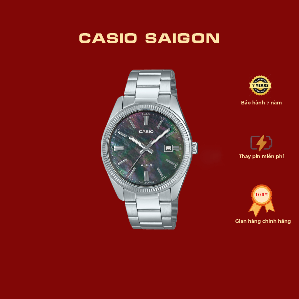 (Chính Hãng) Đồng Hồ Casio Nam MTP-1302DS-1AV Xà Cừ Size 38.5mm - Bảo Hành 7 Năm