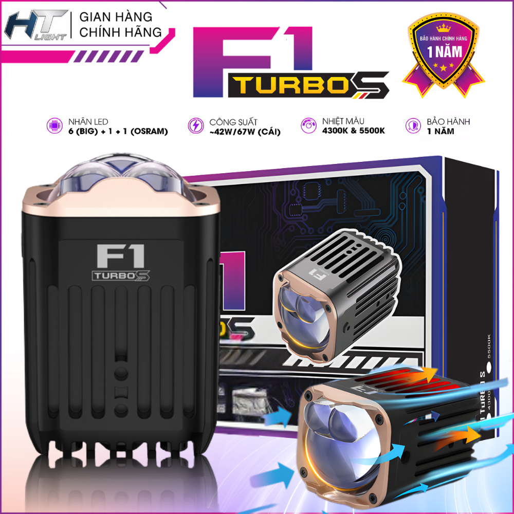 Đèn Trợ Sáng TITAN F1 Turbo S - Công Suất 67W - Đèn Bi Cầu Led F1 Turbo 2 Mắt Trợ Pha Chống Nước
