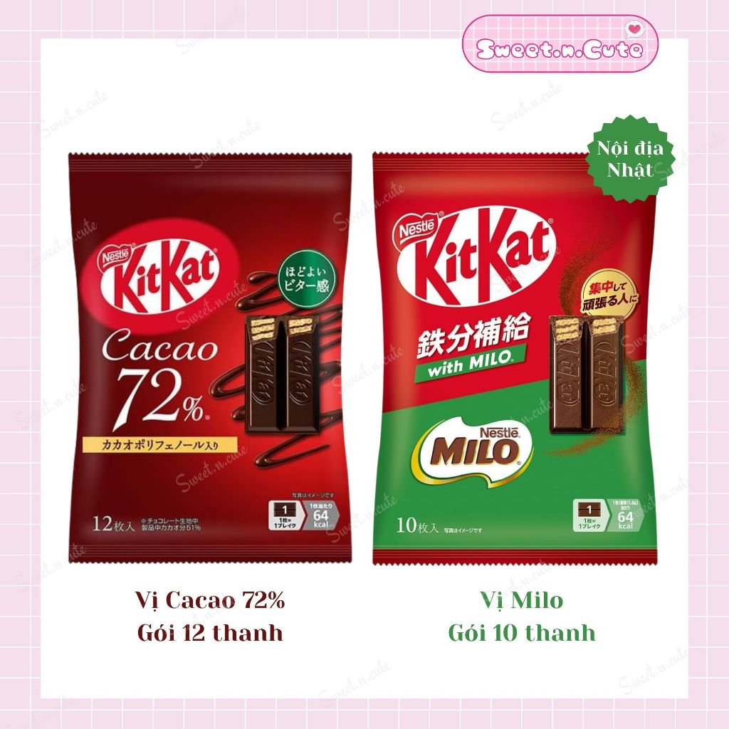 [Hàng sẵn] KitKat Chocolate nội địa Nhật - Kitkat vị Milo/ 72% Cacao - Gói 10 thanh
