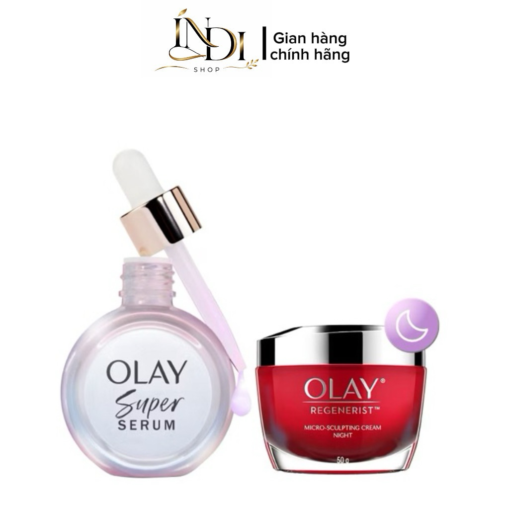 Combo Serum Olay 5in1 + Kem dưỡng Olay Regenerist ban đêm (30ml+50gr)