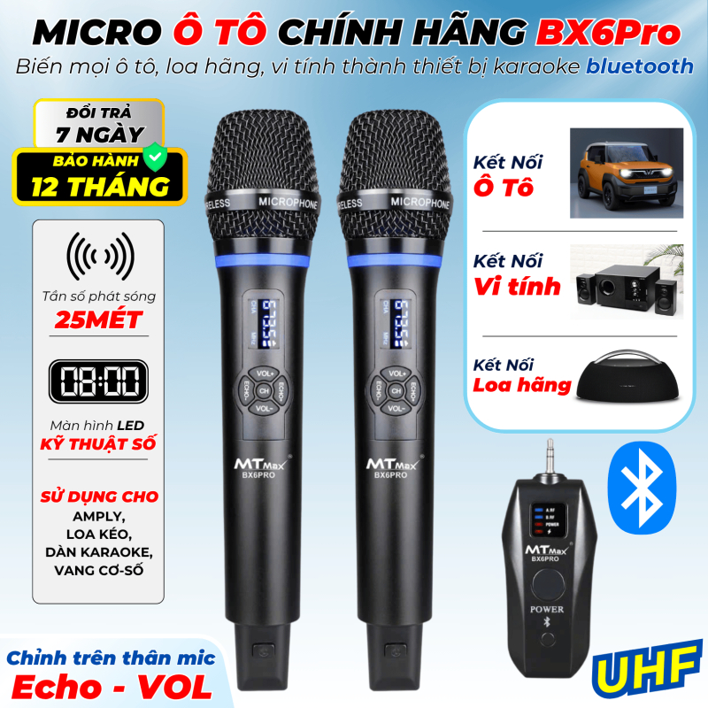 Micro đa năng cao cấp tích hợp bluetooth MTMAX BX8 PRO, Cao Cấp Cho Xe Hơi Tích Hợp Vang Reverb